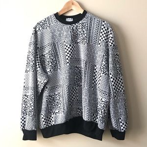 Vintage Black & White Floral and Abstract Sweater